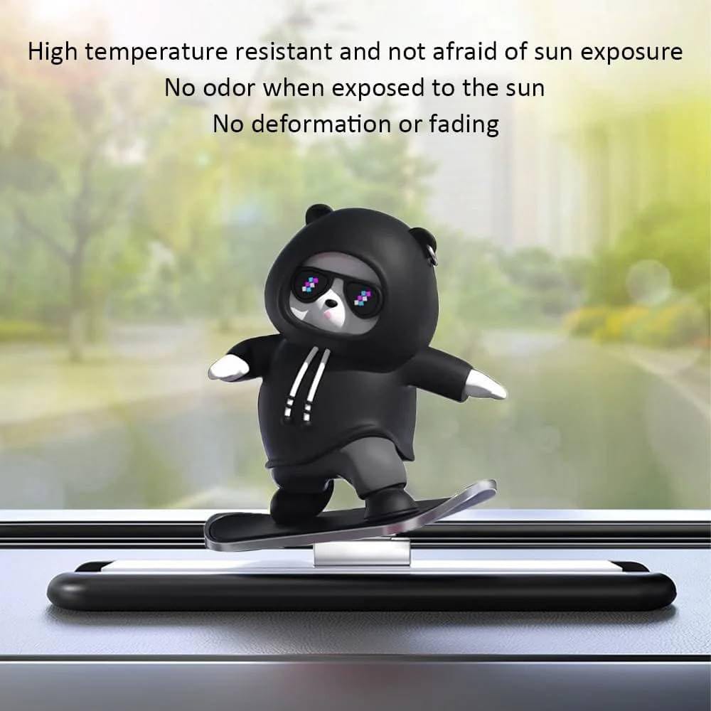 skateboarding panda car dashboard toy