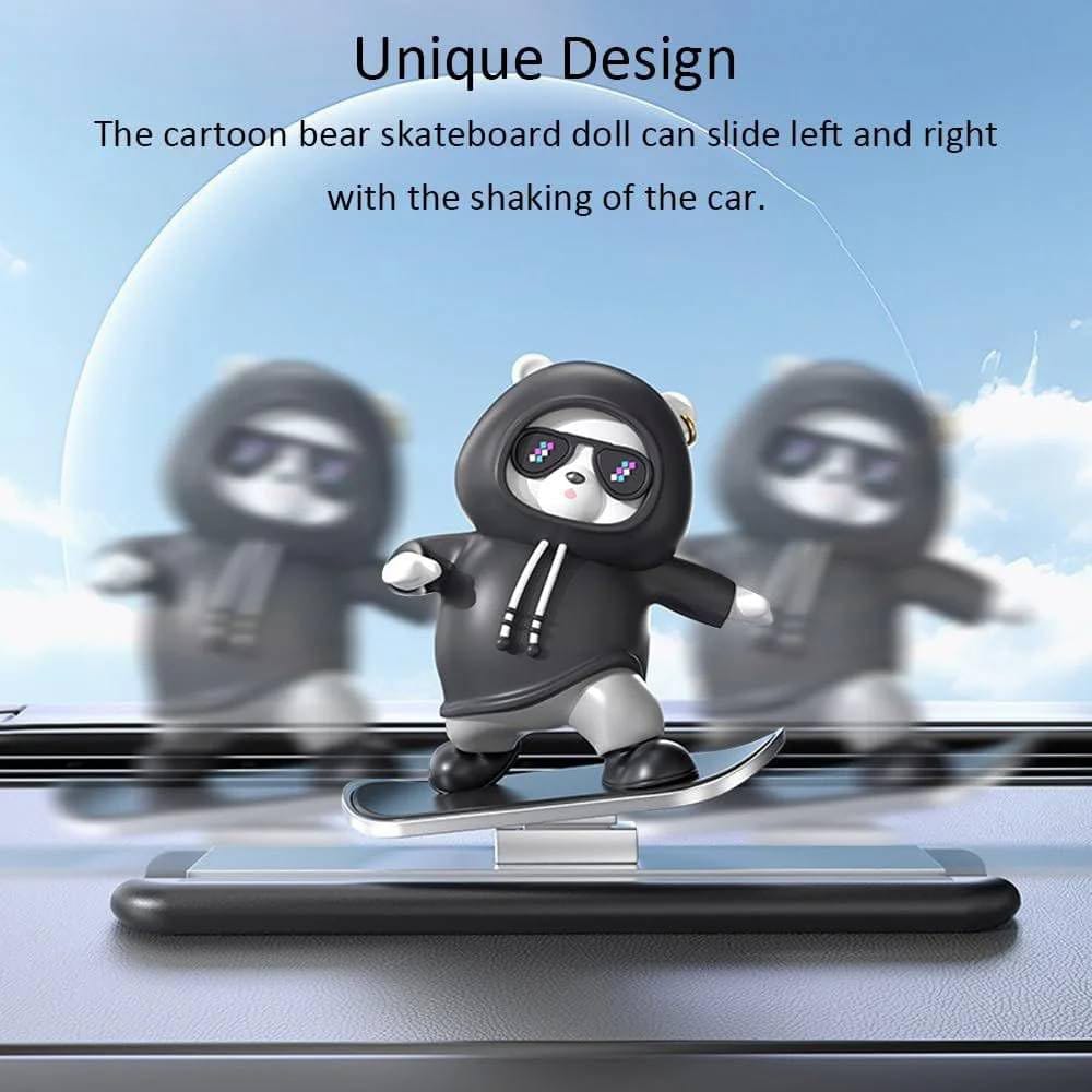 skateboarding panda car dashboard toy